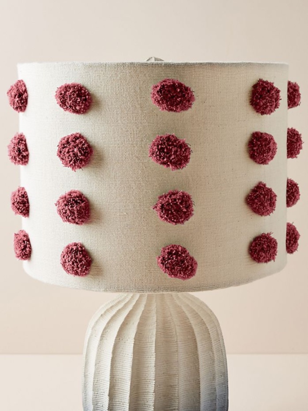 Anthropologie Tufted Bungalow Lamp Shade Burgundy Cream 9" x 12"